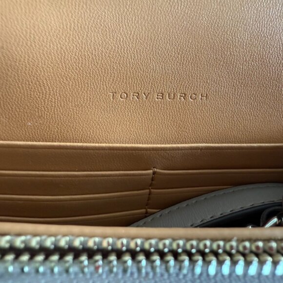 Tory Burch Saffiano Leather Crossbody / Wallet on Chain – Taupe - Picture 3 of 10